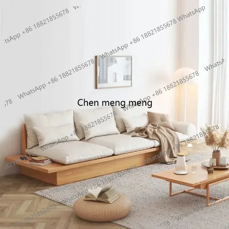 

Japanese Style Sofa with Solid Wood Frame, Minimalist Storage, Small Unit Size, Three Person Platform, Living Room M178