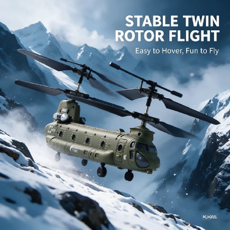 Syma S026h Rc Helicopter Twin Rotor Altitude Hold Transport Aircraft Electric Remote Control Model Outdoor Hobby Toy Gift