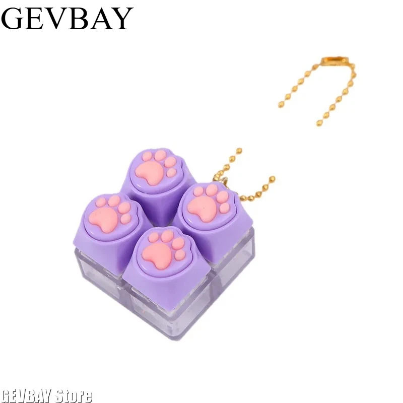 

Silicone Cat Claw Fidget Keychain, Pinch Button Decompression Keycap Toy for Keyboard Mouse Accessories