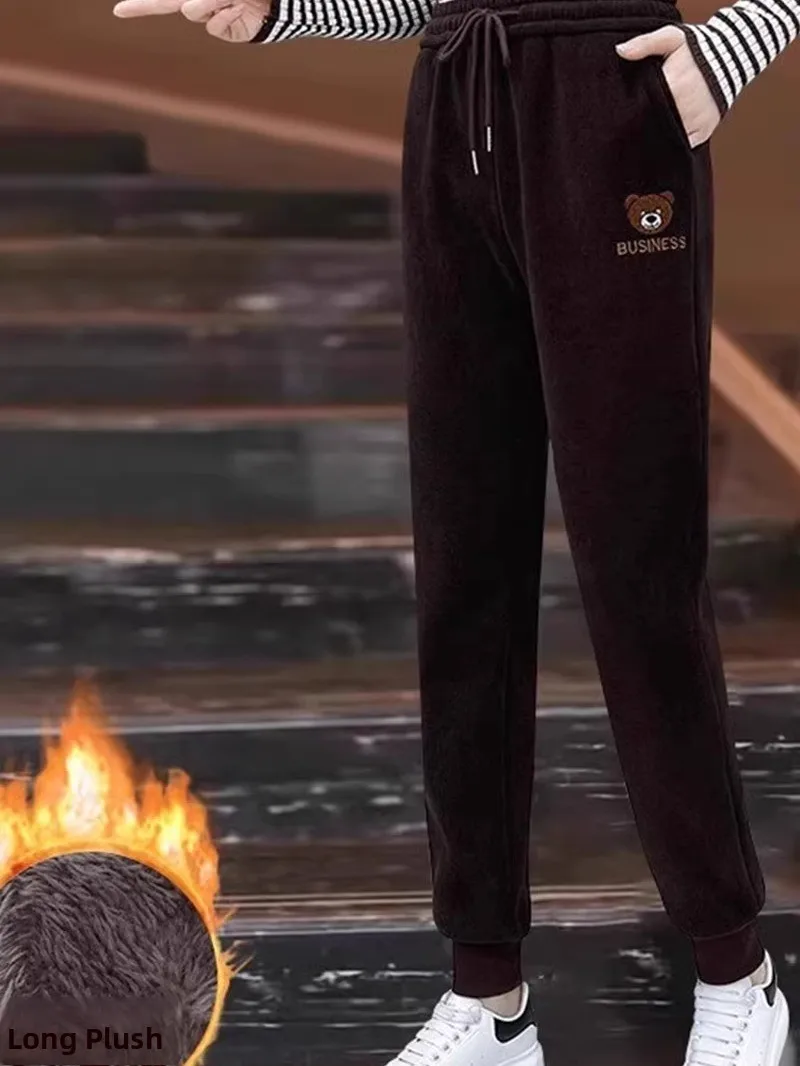 

Утепленные спортивные брюки из овечьего вельвета для женщин, осенне-зимние, на флисовой подкладке, фасон «Харлан», с высокой талией и эластичным поясом