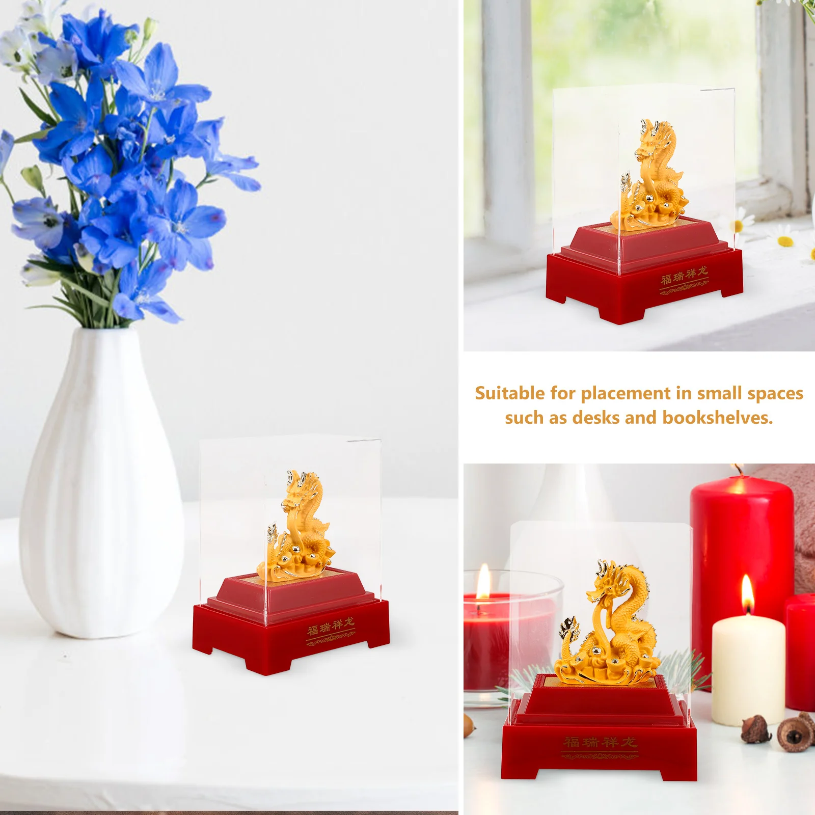 

Chinese Zodiac Dragon Resin Statue Desktop Decoration Feng Shui Luck Prosperity Craft Ornament Indoor Home Office Decor