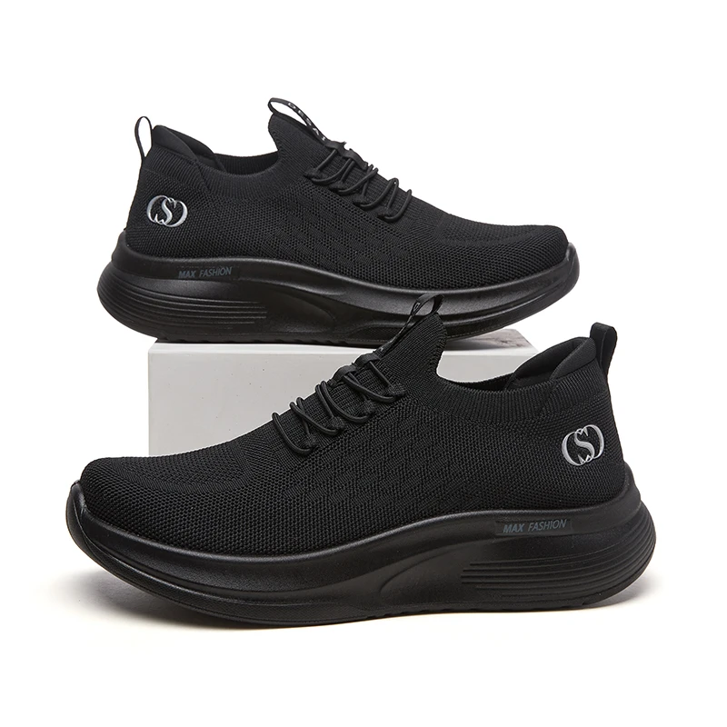 Desai Men's Walking Shoes Breathable Mesh Thick Sole Slip On Sneakers Comfortable Non Slip Lightweight For Man All Seasons