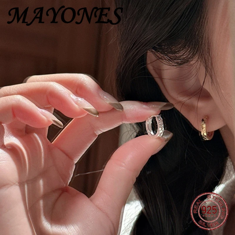 

Новые серьги-кольца из серебра S925 с эффектом «битого льда» для женщин, корейская версия, простые, легкие, роскошные, блестящие украшения