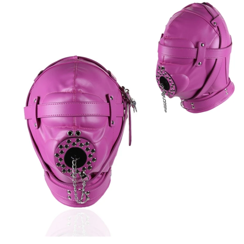 PU Couro Full Face Cosplay Máscara para Homens e Mulheres, Fetiche Preto, Festa de Halloween, Misterioso Latex Hood, Patente Estilo Punk
