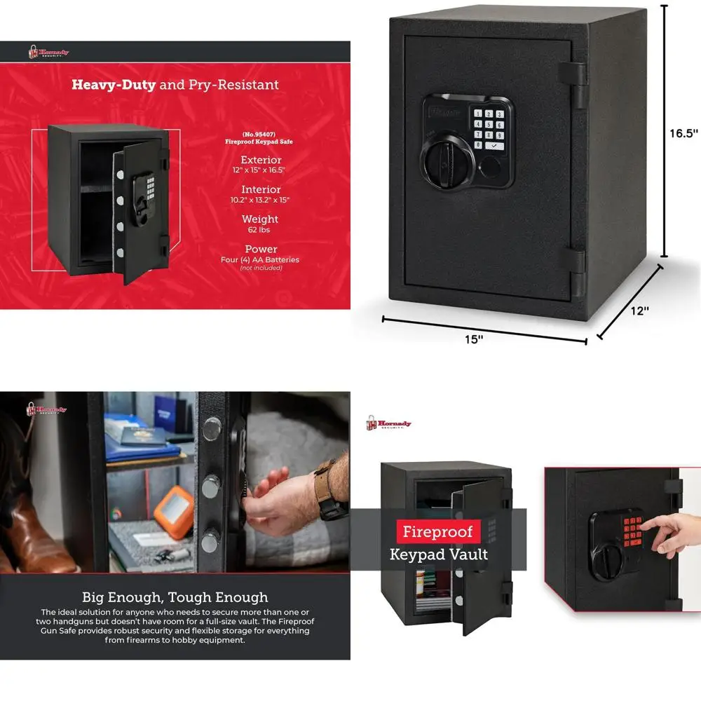 

Сейф для оружия и ценных вещей с цифровой клавиатурой - Защитите свое оружие, наличные и документы - Артикул 95407