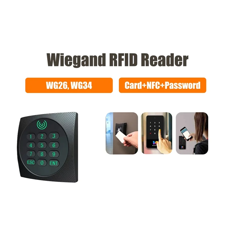 

KR602M Wiegand 34/26-битный RFID-считыватель 13,56 МГц Mi Reader для контроля доступа поддерживает карту NFC-пароля со светодиодной клавиатурой
