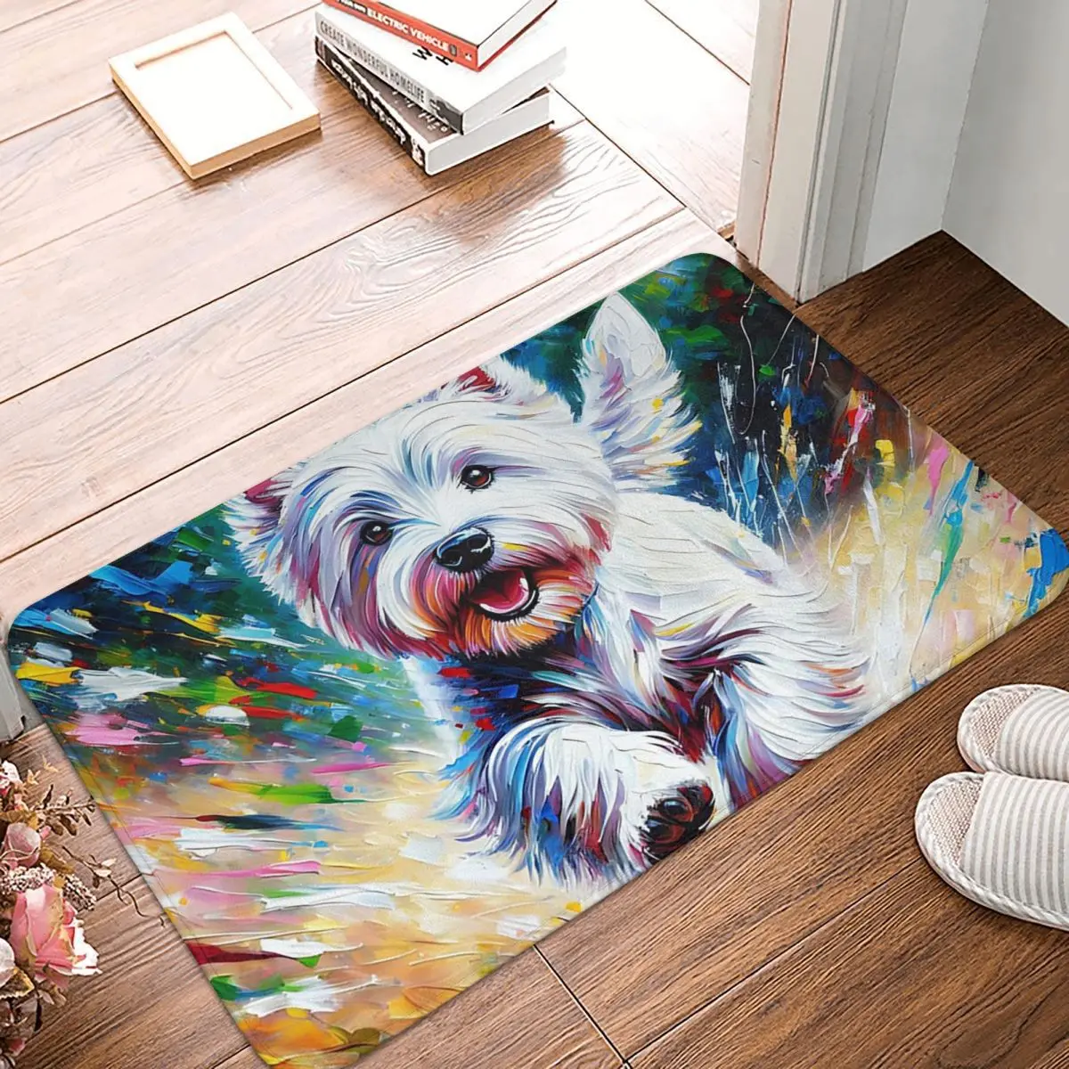 West Highland White Terrier Westie Dog Acrylic Pet Portrait Anti-slip Doormat Floor Mat Carpet Rug for Kitchen Home Footpad Mats