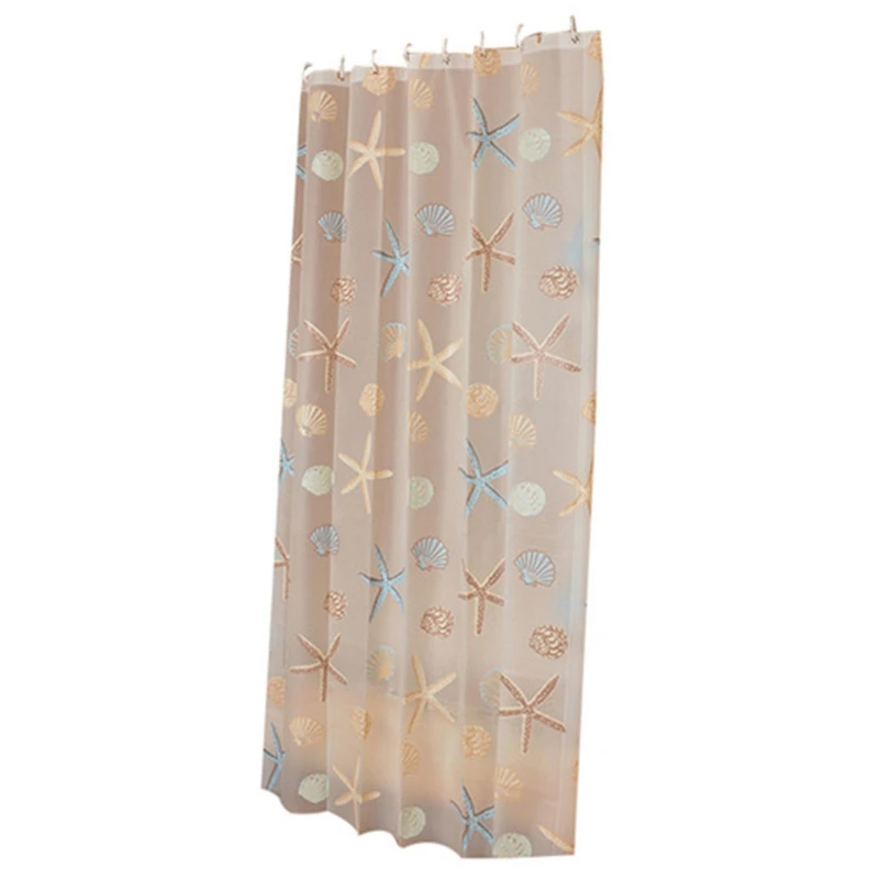 120Cmx180Cm Modern Shower Curtain Starfish Partition Fresh Seaside Style Waterproof Peva Curtain For Bathroom Shower Room