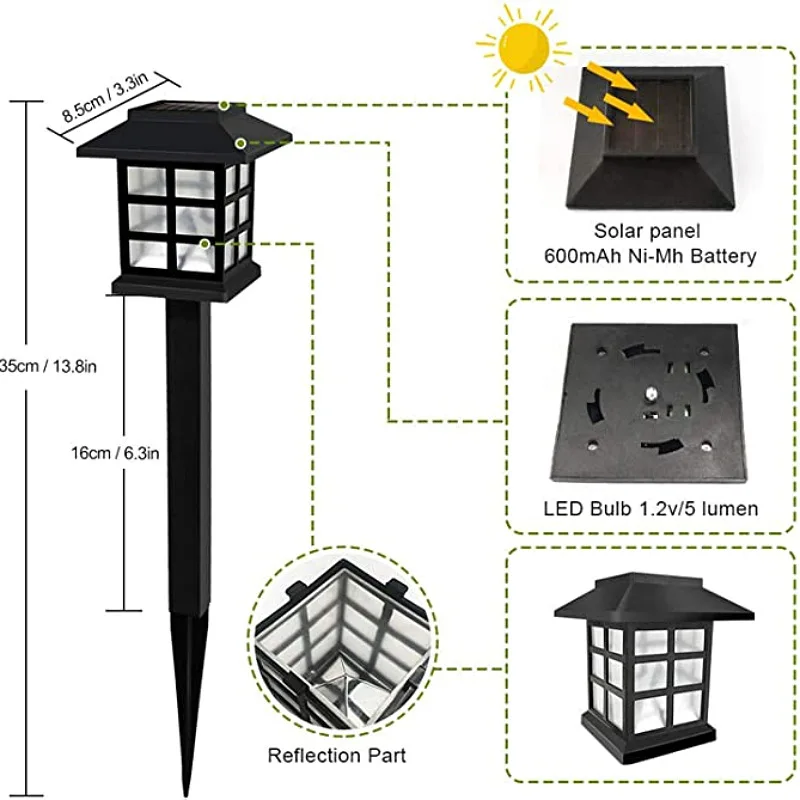 6 шт., светодиодные уличные лампы на солнечной батарее
