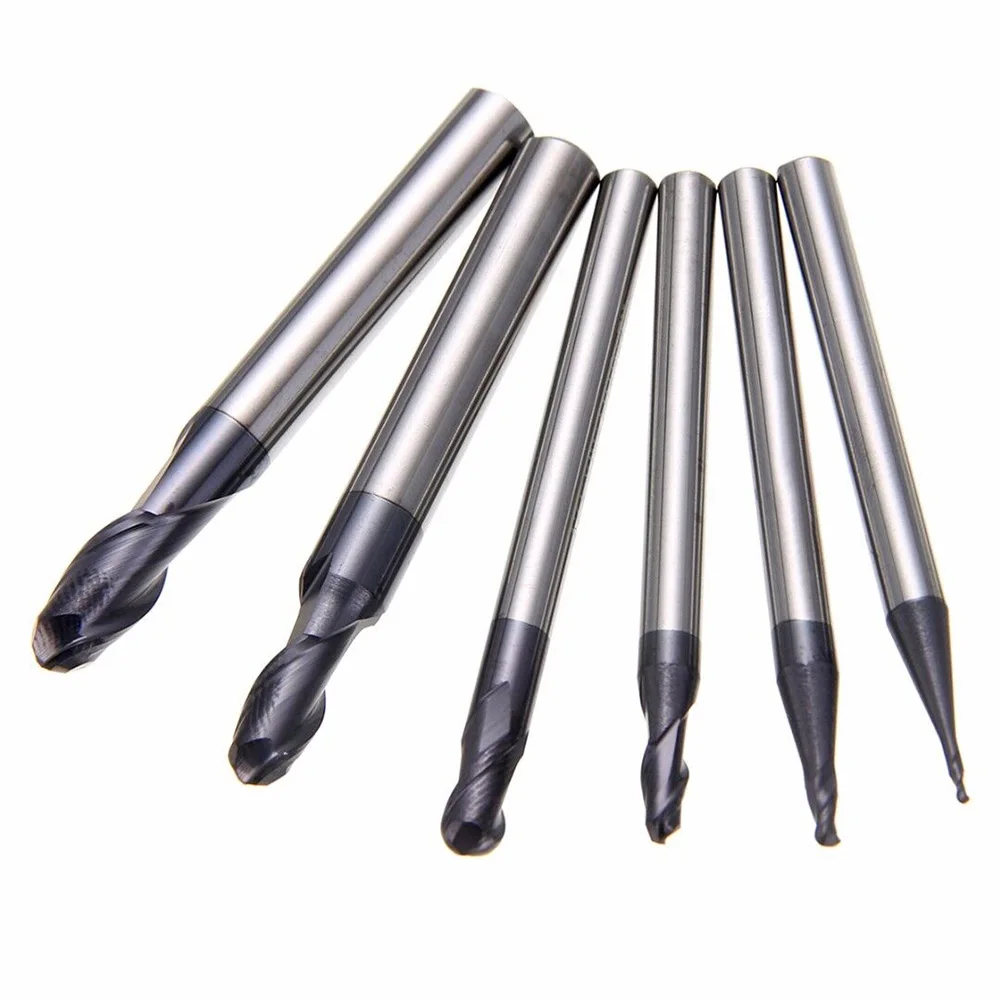 1set Ball End Mills Carbide 2 Flutes Ball Nose End Mill CNC Tool Set R0.5 Hingga 3.0MM High-performance Milling Cutter