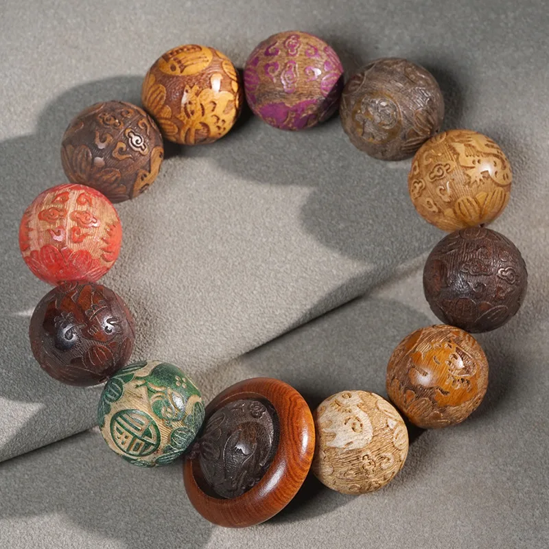 

Sandalwood Five Elements Multi-pearl Bracelet Men's and Women's Lucky Bracelet Couple's Chinese Style Jewelry
