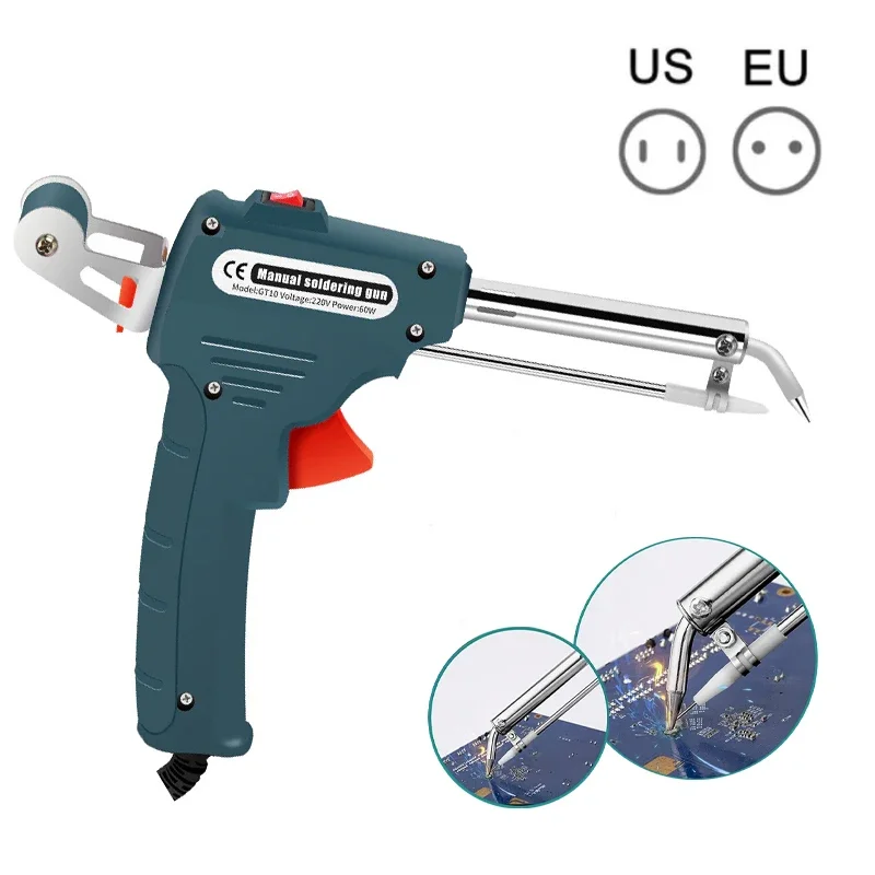 60W 110V/220V Corded Electric Welding Gun Hand-Held Soldering Iron Welding Tool for Soldering Heating Automatically Send Tin Gun