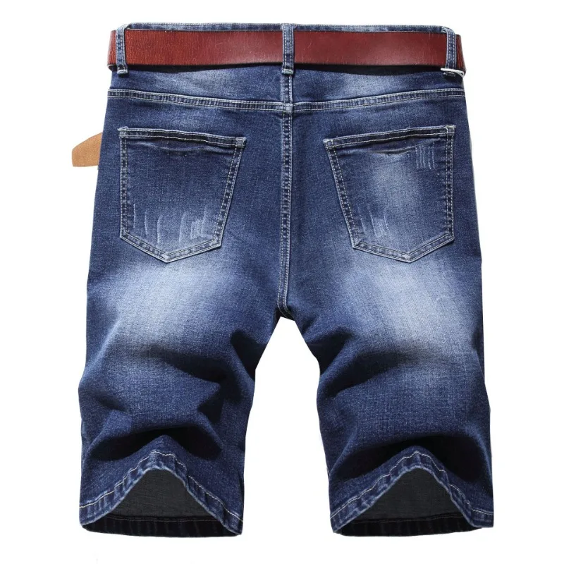 2024 Summer Hot Selling Men's Denim Cropped Pants, Elastic Men's Jeans, Perforated Men's Pants