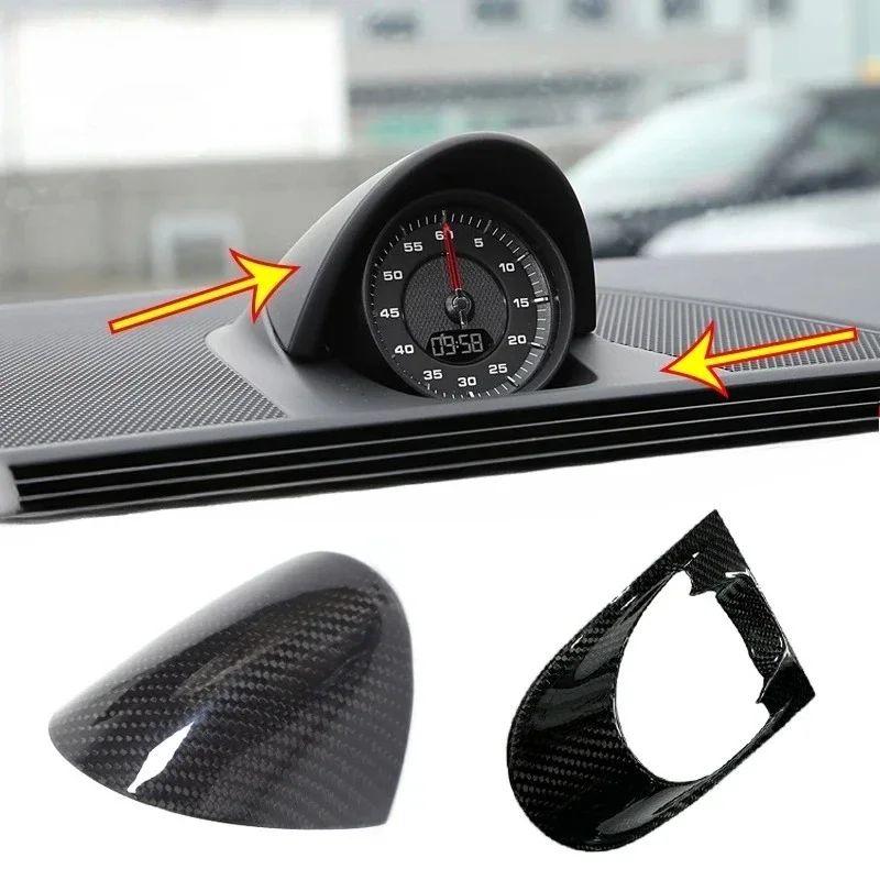 

For Porsche Panamera 2017-2023 Real Carbon Fiber Car Center Console Clock Panel Cover Decorative Interior Car Accessories