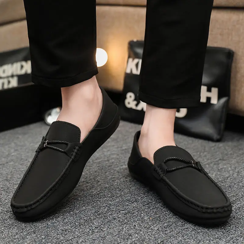 

Black Round Toe Breathable Slip-on Male Casual Loafers Shoe Summer Sale Common High Quality Fashion Luxury Men's Leather Shoes