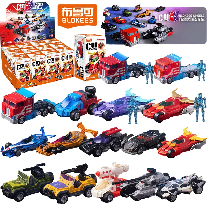 Blokees Transformador Optimus Prime Megatron Rodimus Prime Mirage Hound ‌ Figura de Anime, modelo de coche de carreras, caja ciega, juguete para regalo