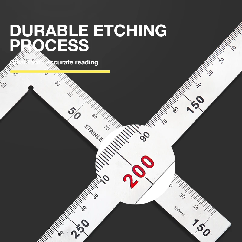 Stainless Steel L Shape Ruler Double Sided Ruler Measuring Metal 90 Degree Angle Ruler+Straight Ruler Office School Supplies