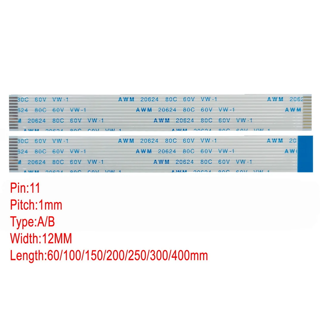 11Pin 1mm Pitch FPC A B Type Flat Flexible FFC Cable 60/100/150/200/250/300/400/500mm Printer Power cable