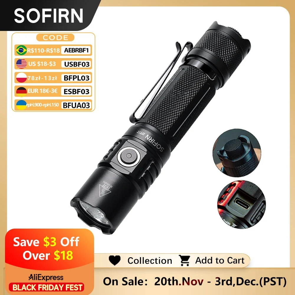 yZ[zSofirn SP35T 3800lm p 21700 d͂ LED Cg USB C [dg[`fAXCb`dCWP[^[ ATR