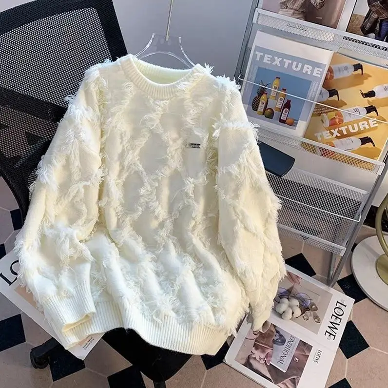 

Американский модный брендовый свитер на крючках, ленивый высококачественный мужской осенне-зимний утолщенный вязаный свитер для пар с уличным дизайном