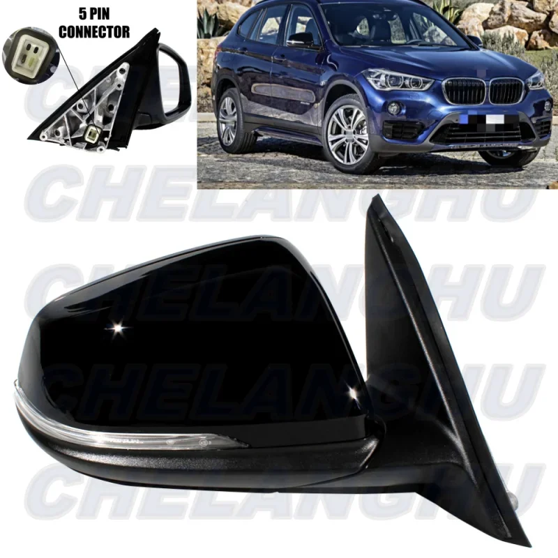 

For BMW X1 F48 2016 2017 2018 2019 2020 2021 LHD Right Side 5Pin Black Painted Power Adjust Memory Power Fold Mirror Assembly