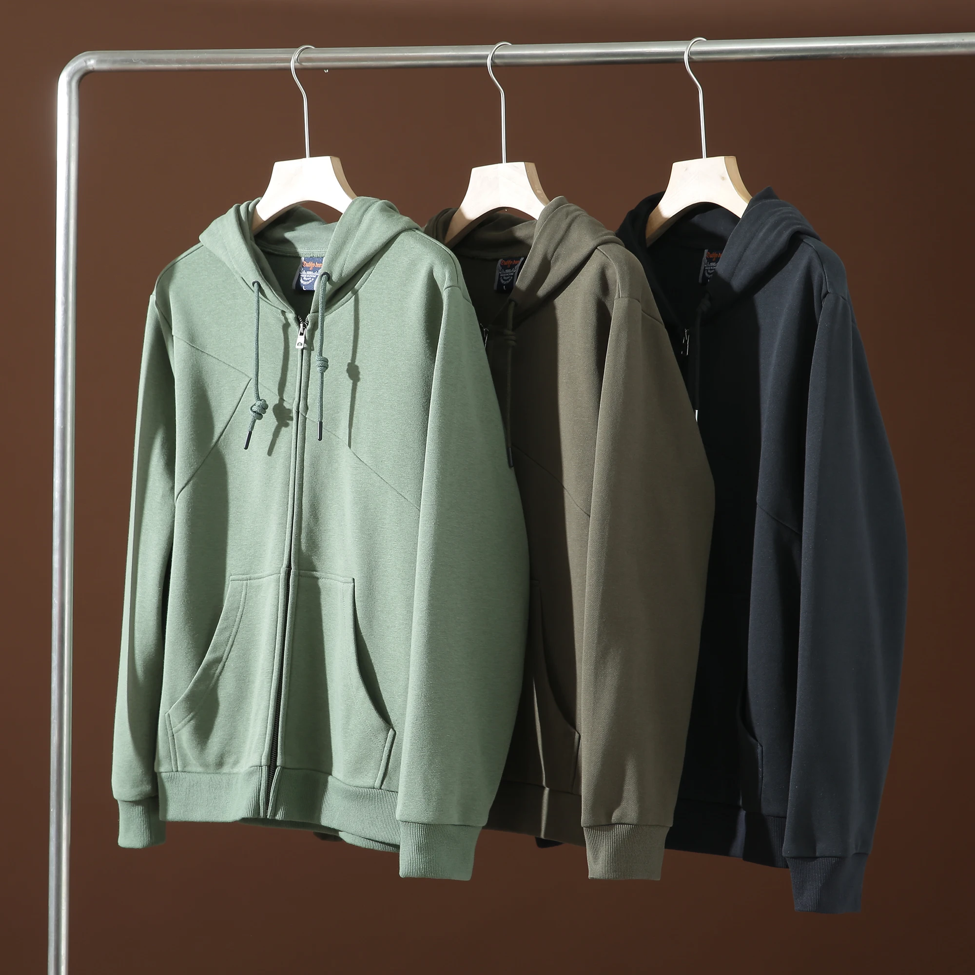 

High Densi Cotton Fce Hoodie Jaet Men's Casual Sportswear Line Waed in Garment Autumn Outerwear