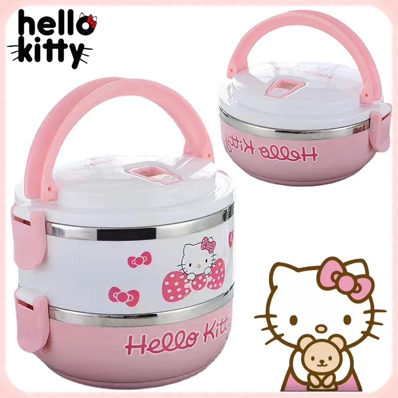 

Hello Kitty Lunch Box Cute High Capacity Portable Bento Box Anime Stainless Steel Thermal Lunch Box Food Container for Children