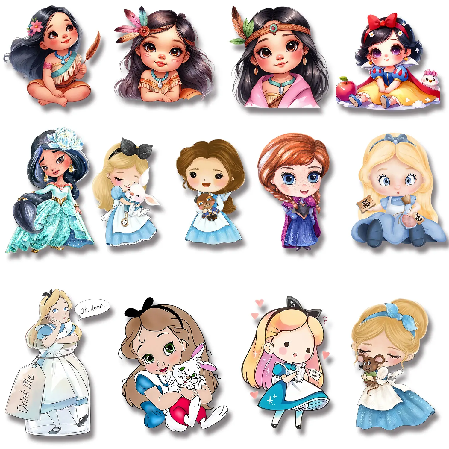 Disney Princess The Little Mermaid Tinker Bell Alice Cute Cartoon Stickers Iron on Picture on Clothes DIY Decoration