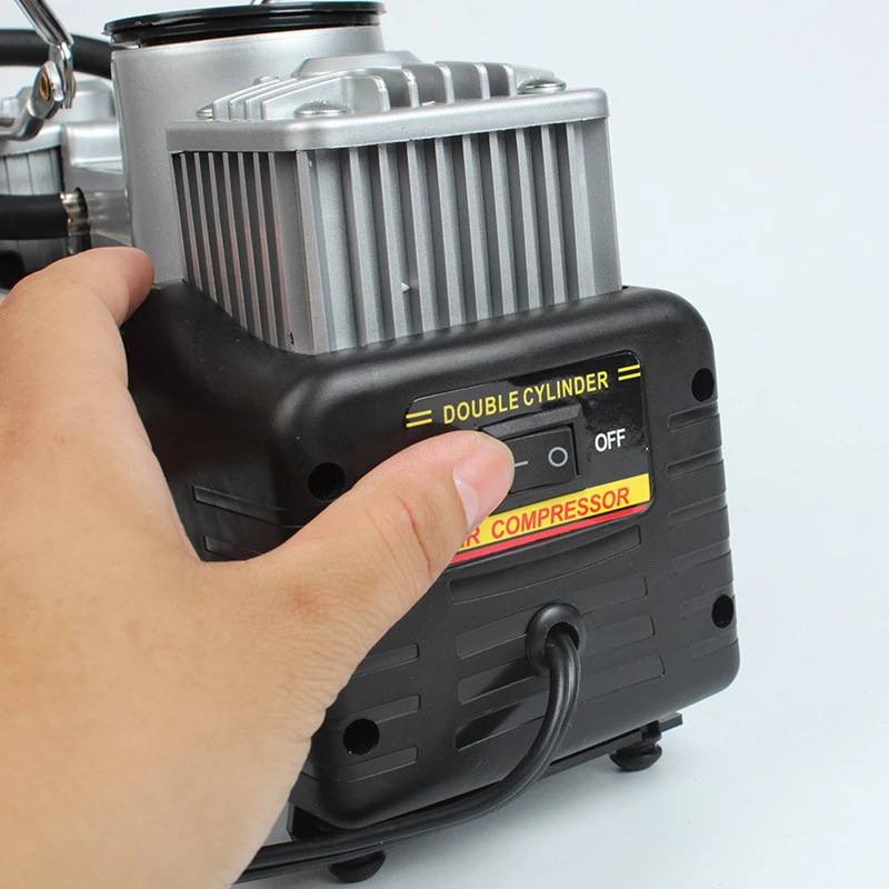 Двухцилиндровый автомобильный воздушный компрессор высокого давления 12 В для автомобильных шин Портативный воздушный насос 150 фунтов на квадратный дюйм