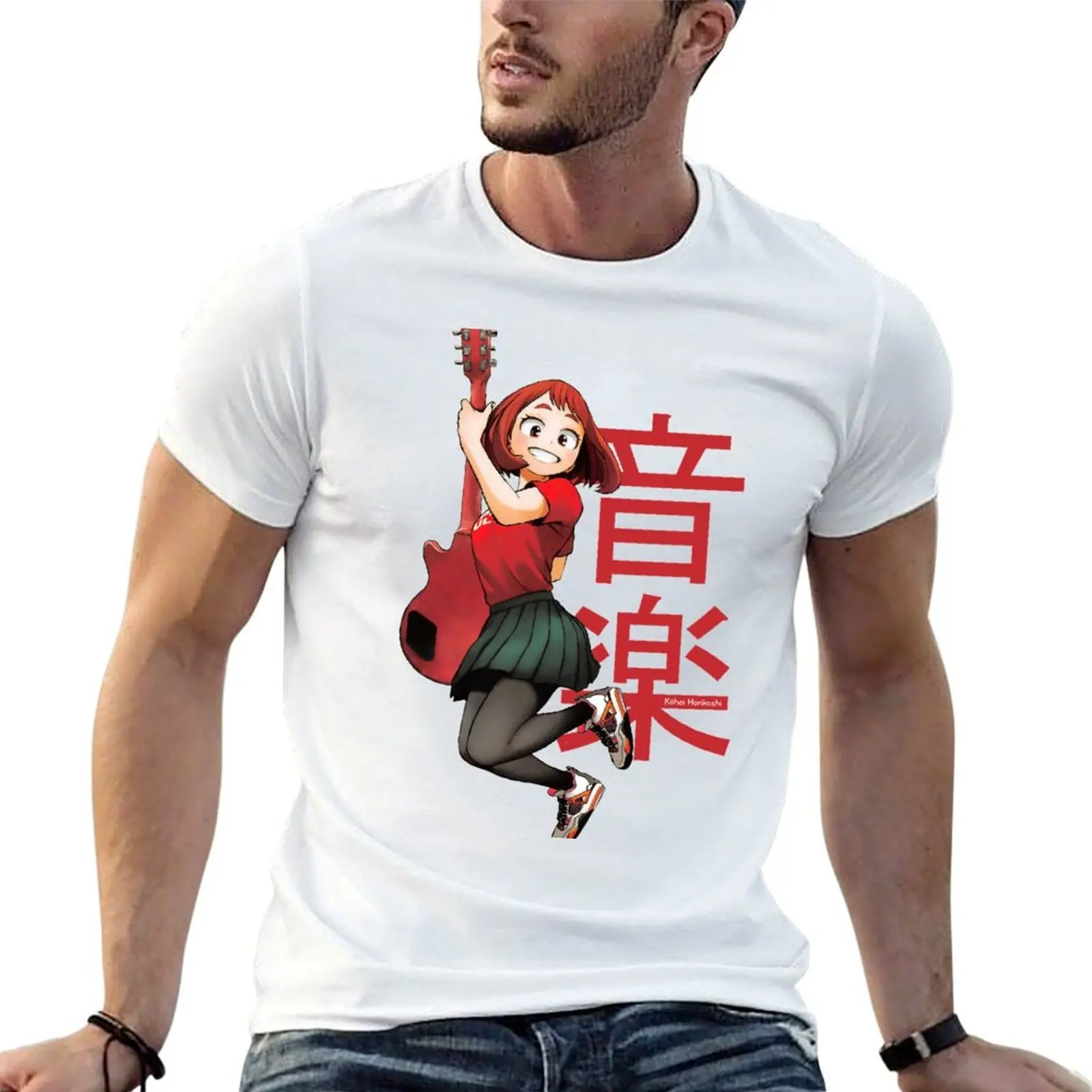 

ochako uraraka guitarist big T-Shirt anime tshirt man t shirt graphic t shirts for man graphic vintage T-Shirt