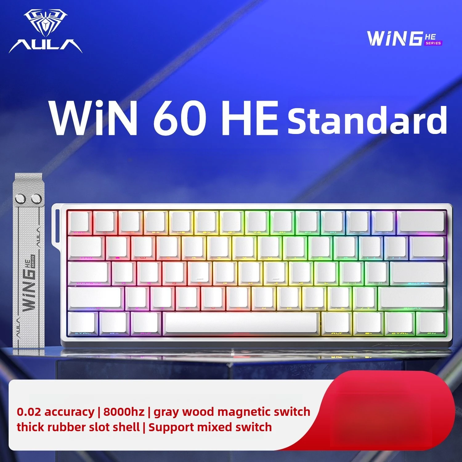 AULA Win60 Win68 HE Hall Effect-toetsenbord 8K Polling Rate RGB-achtergrondverlichting Gasket-structuur Hot-Swap Bedraad gamingtoetsenbord voor gamers