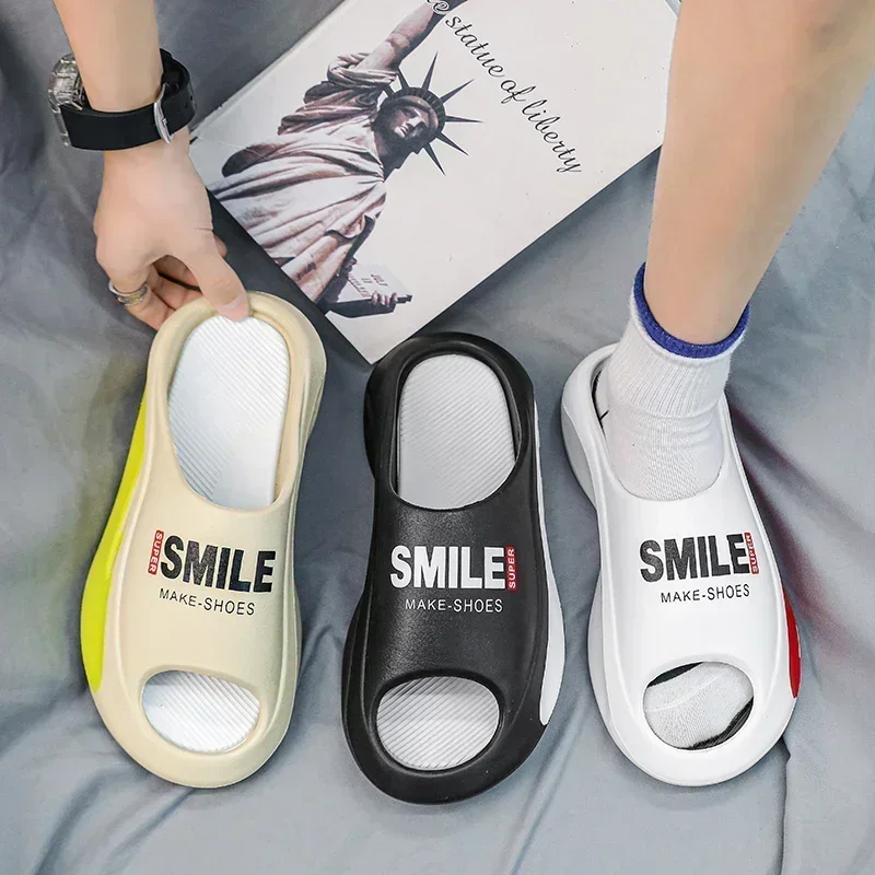 Men\'s New High Quality Soft Platform Slippers Men Comfortable Women General Purpose Beach Shoes EVA Slippers Home Sandals