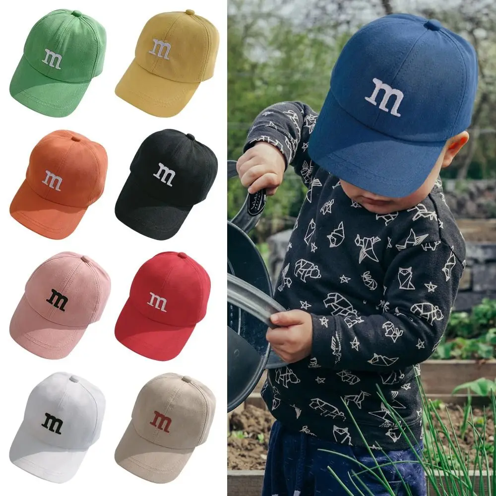 Casquettes de baseball réglables brodées lettre M pour enfants, chapeau de protection solaire, chapeau hip hop, casquette décontractée