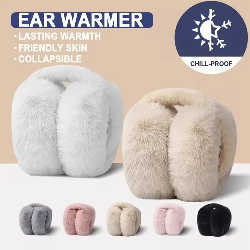 Women's Plush Ear Warmers Winter Soft Foldable Stretchable Ear Muffs Cold Weather Portable Winter Accessories Commuting Outdoor