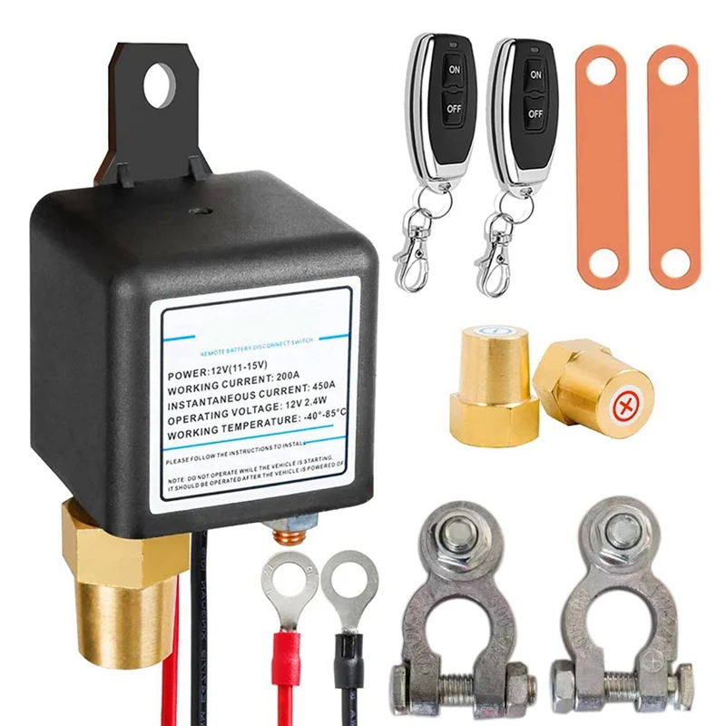 

12V 200A Universal Battery Switch Anti-Theft Remote Control Switch Car Kill Switch 2 Remote