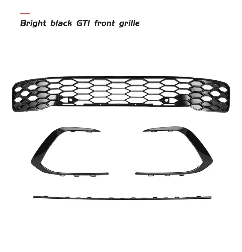 GTI Style Front Bumper Grill for Vw Golf 8 Mk8 R-Line Decoration Sports Version Front Grille Fog Lamp Car Accessories Body Kit