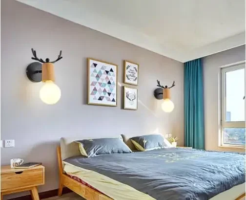 Creative Antler Personality Bedside Lamp Simple Children's Room Aisle Corridor Wall Lamp Nordic Living Room Bedroom Wall Lamp