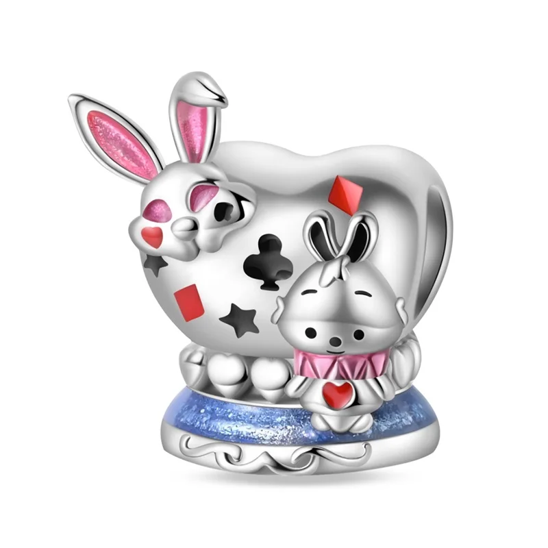 

925 Sterling Silver Wonderland Dreaming Rabbit Charms Beads For Women Fit Original Bracelet DIY Birthday Party Jewelry Gifts
