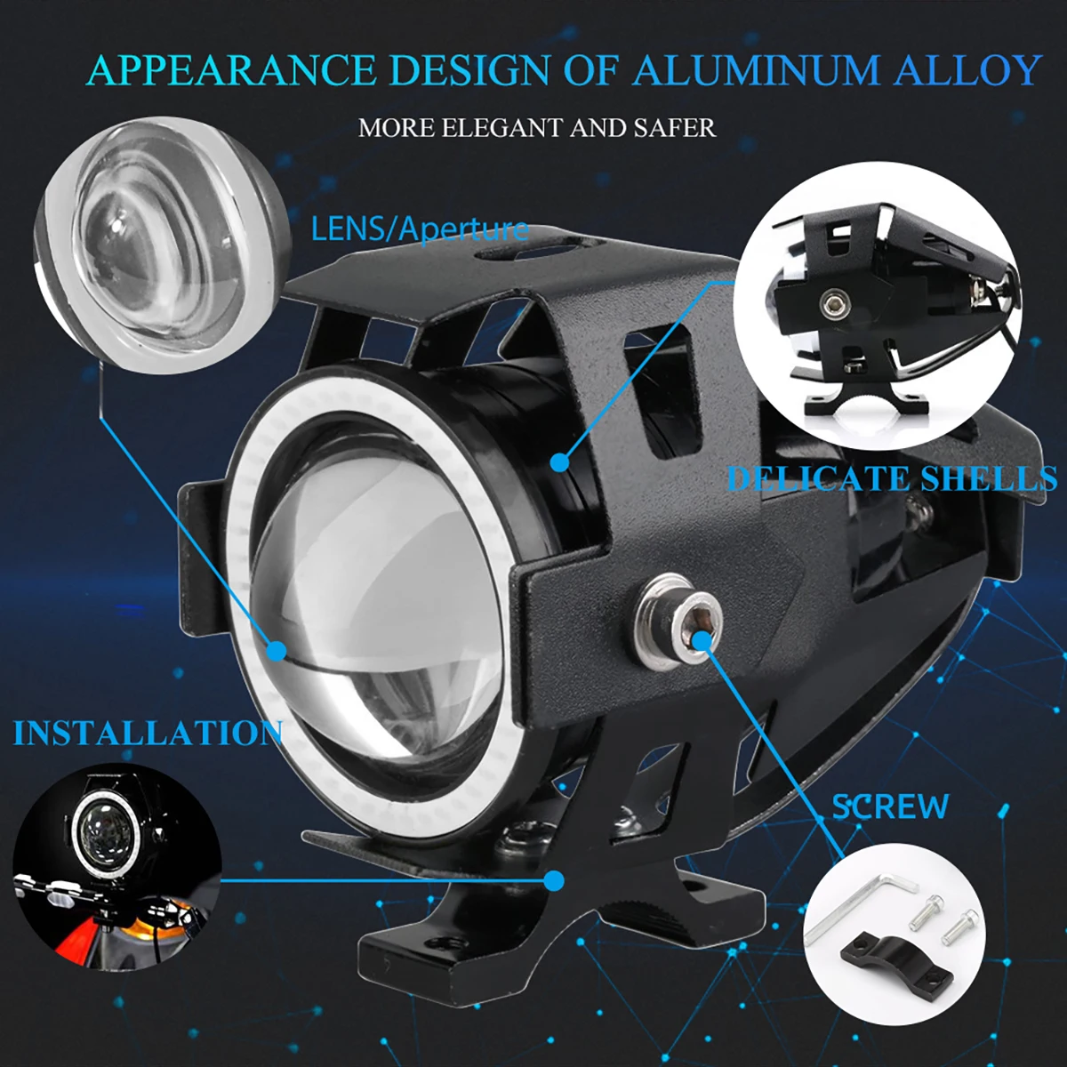 1Pc LED Auxiliary Motorcycle Headlight Universal U7 Mini Super Bright Spotlights DRL Driving Lamp Motorcycle Lamp Accessories