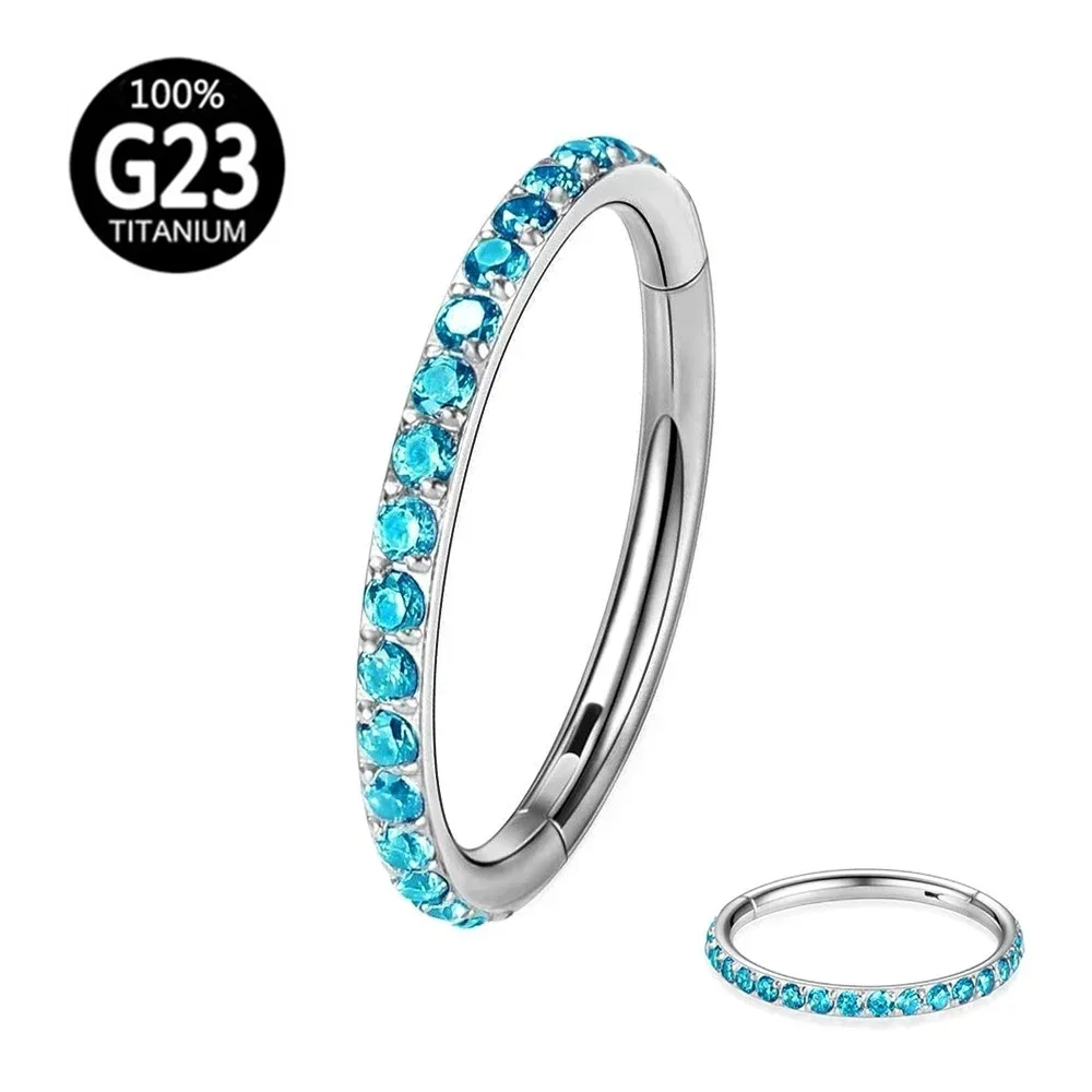 G23 Titanium Multi Color Zircon 6-12mm Nose Ring Septum Clicker Ear Helix Tragus Conch Piercing
