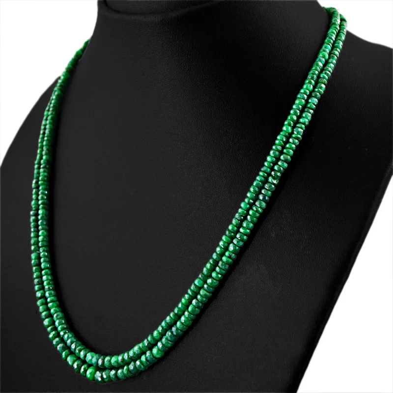 

Ожерелье из натуральных изумрудов 212.75 CTS, 2-рядное, круглой формы, зеленое, граненое (RS)
