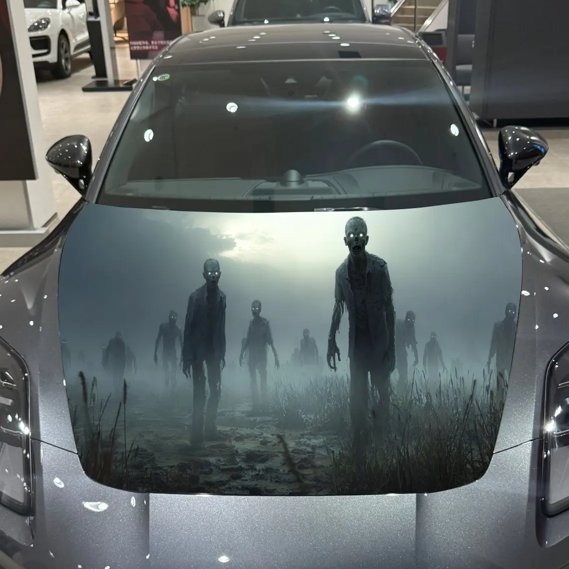 

Наклейки на капот автомобиля с принтом Gloomy Misty Zombies, водонепроницаемые самоклеящиеся, устойчивые к царапинам, легко приклеиваемые, прочные автомобильные наклейки из ПВХ