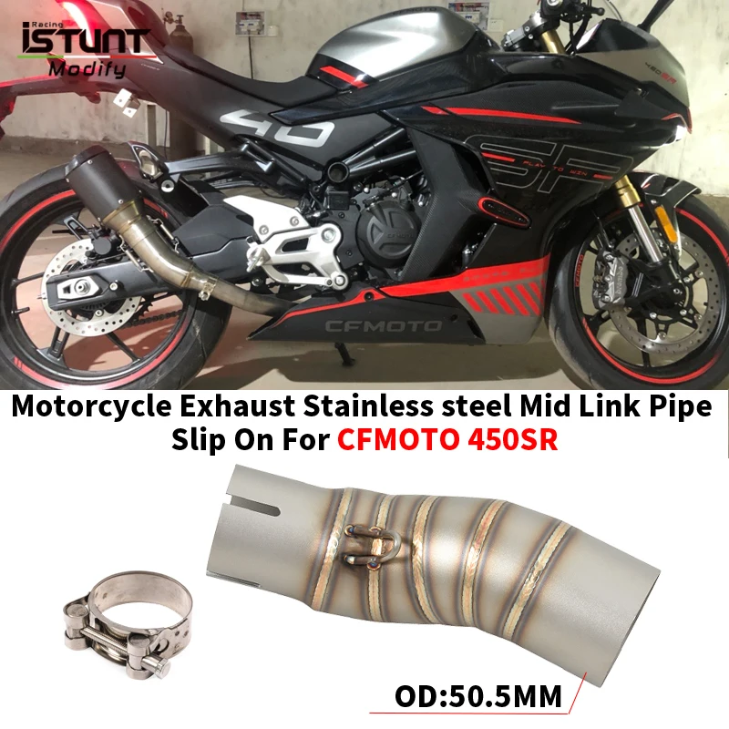 Slip On For CFMOTO 450SR 450 NK SR 2022 2023 Motorcycle Exhaust Muffler Escape Moto Modify 51mm Middle Link Pipe Bike Tube