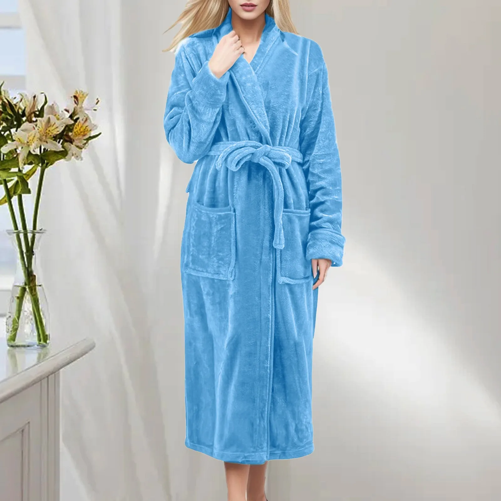 Thicken Warm Flannel Robe Winter Long Sleeve Plush Bathrobe Sexy Hooded Women Fleece Nightgown Lounge Sleepwear Bathing Homewear