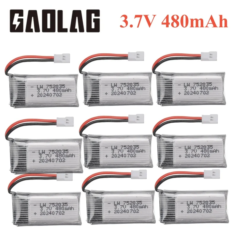 Batería Lipo recargable H31 752035 3,7 V 480mAh para H107 H31 KY101 E33C H107D JD385 RC Drone, piezas de repuesto, 3,7 V