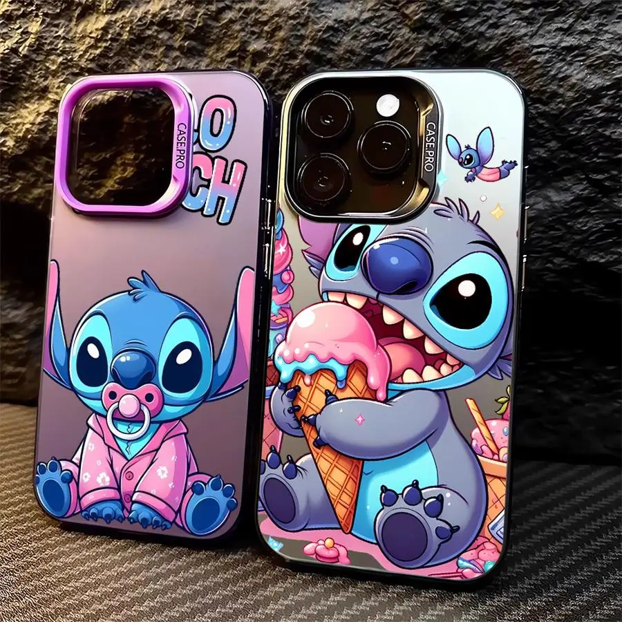 Funda de punto bonita de dibujos animados de Disney para Apple iPhone 15 11 16 13 14 Pro Max 12 15 Plus 11Pro lente mate protege la cubierta del teléfono chapada