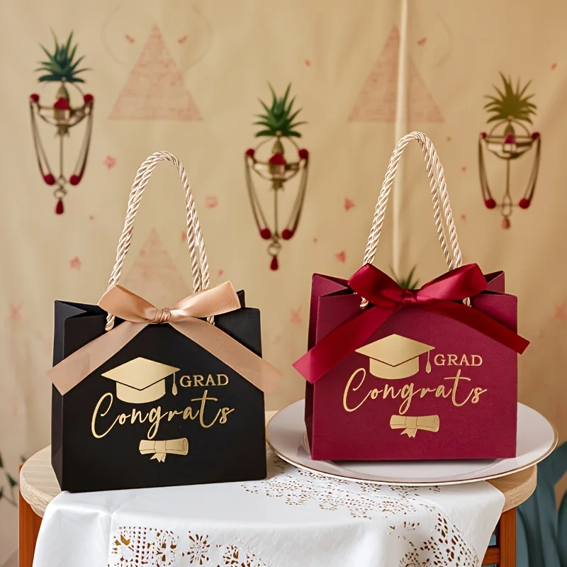 Doctor's Hat Handheld Gift Bag Box Graduation Season Candy Paper Box Bachelor's Hat Suitable for Candy Chocolate and Party Gifts view 2