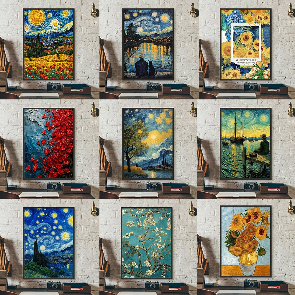 

Famous Canvas Painting Vincent an Gogh Poster Colorful Art Wall Prints Home Living Room Bedroom Bar Aesthetic Decoration