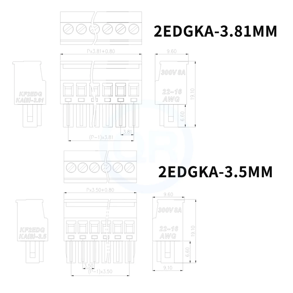 (10 peças) kf 2edgka 2edgkb 3.81mm 3.5mm passo saída lateral plugue vertical 15edgka 3.5 / 3.81 bloco terminal plug-in vertical 2-24 pinos