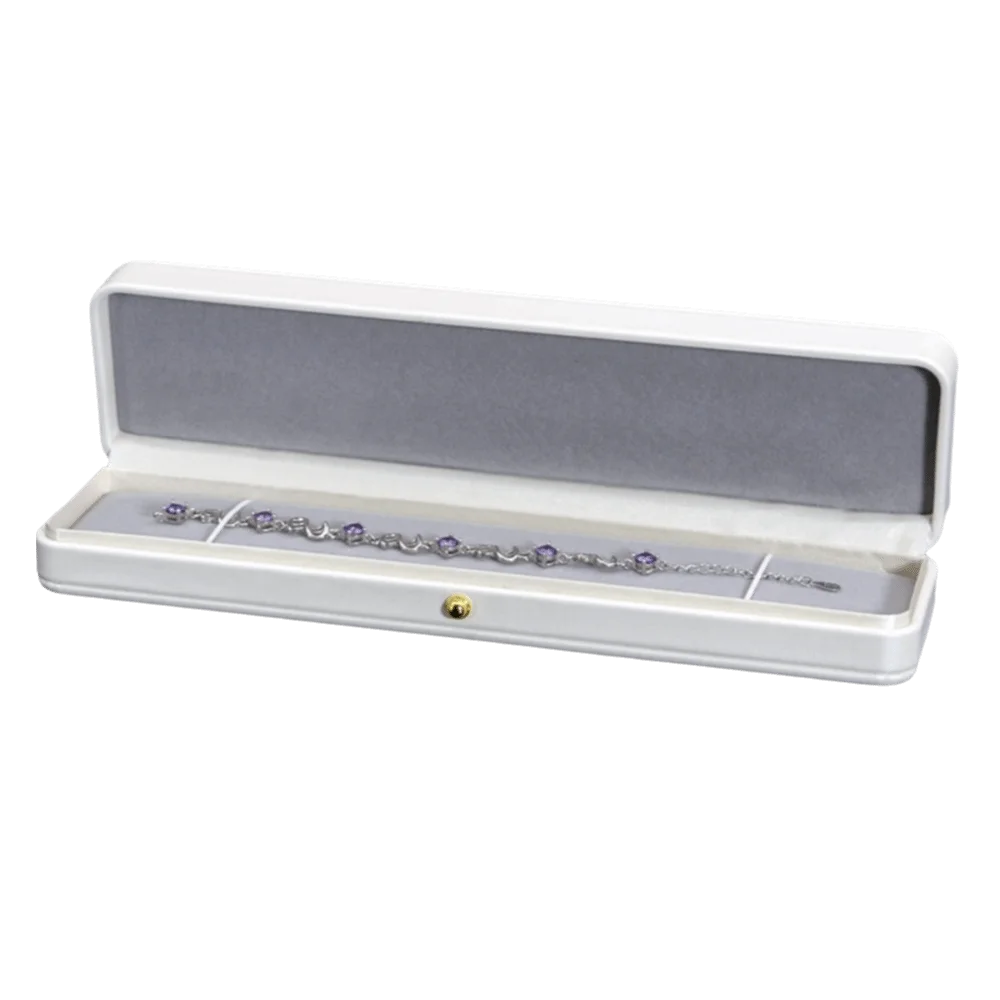 

PU Leather Jewelry Gift Box Flannel Lining White Necklace Collection Box Multiple Specifications Ring Case Valentine's Day